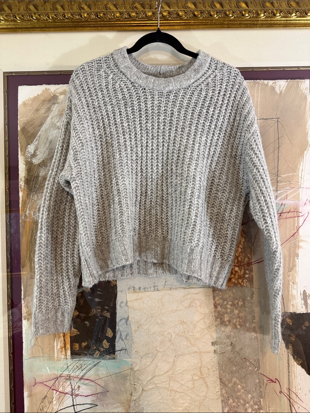 American Eagle Outfitters Heather Gray Chunky Crewneck Sweater